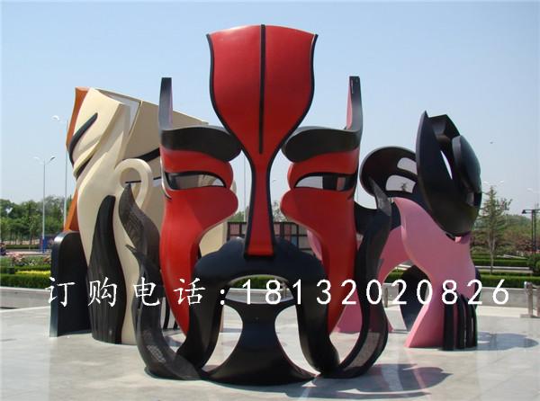 玻璃鋼臉譜雕塑，廣場(chǎng)玻璃鋼雕塑