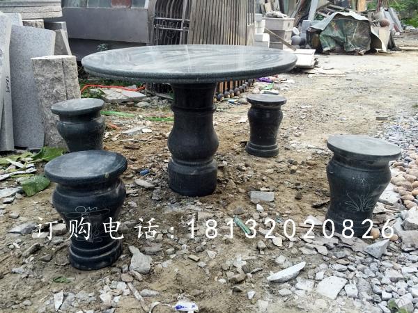 黑色石桌椅，公園桌椅石雕