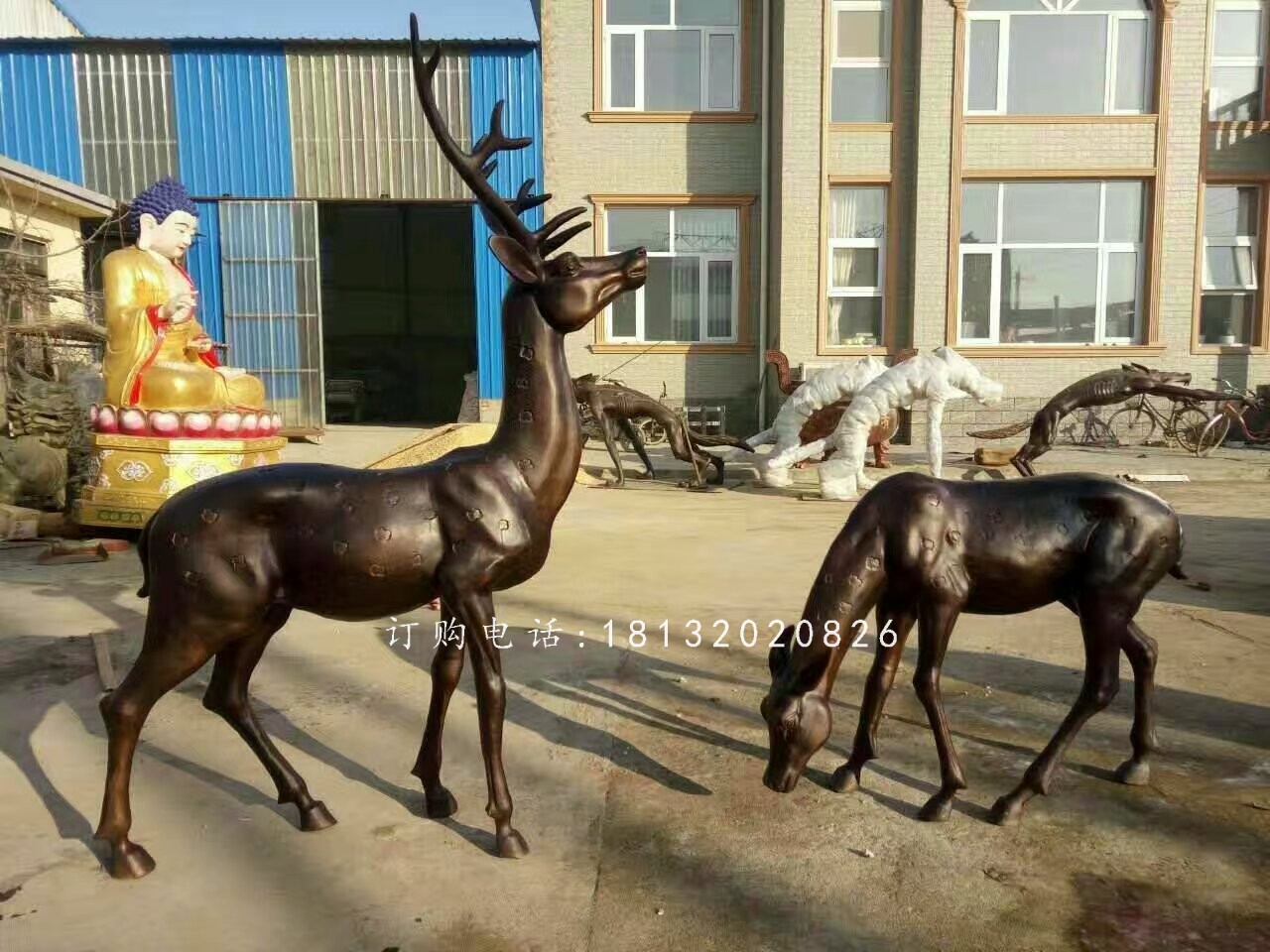 銅鹿雕塑，公園動物銅雕