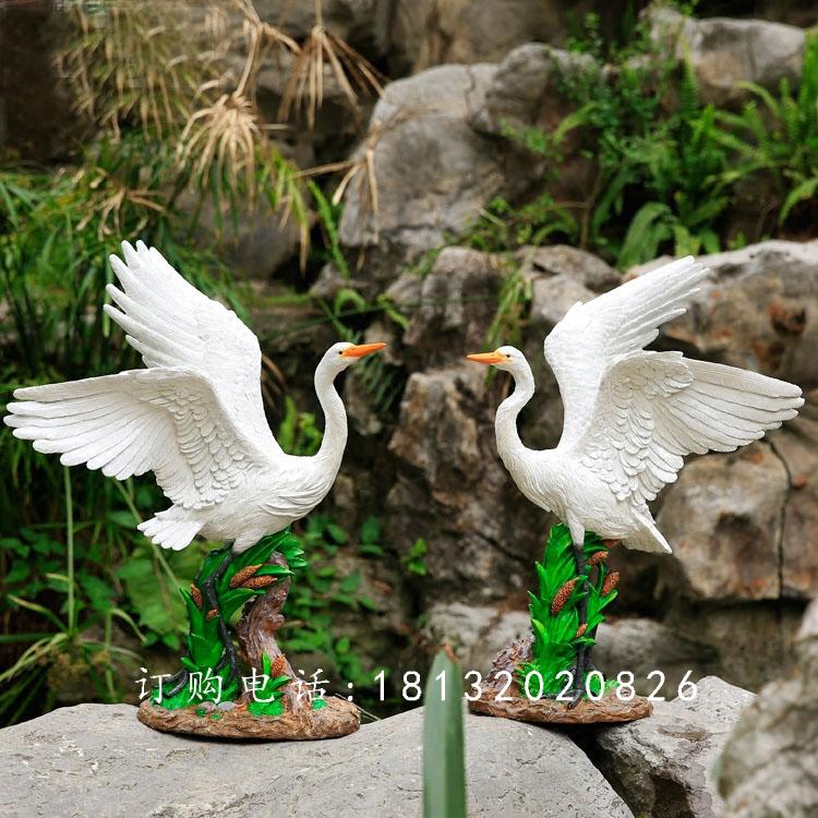 玻璃鋼白鷺雕塑，玻璃鋼仿真動(dòng)物 (1)