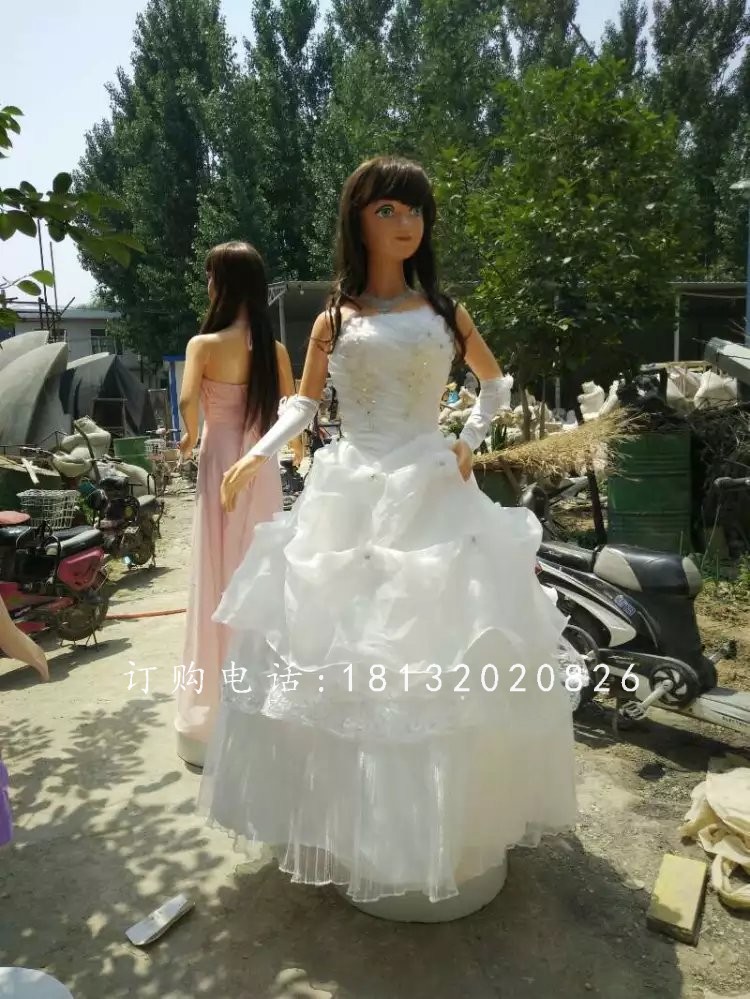 穿婚紗女孩雕塑，玻璃鋼人物雕塑