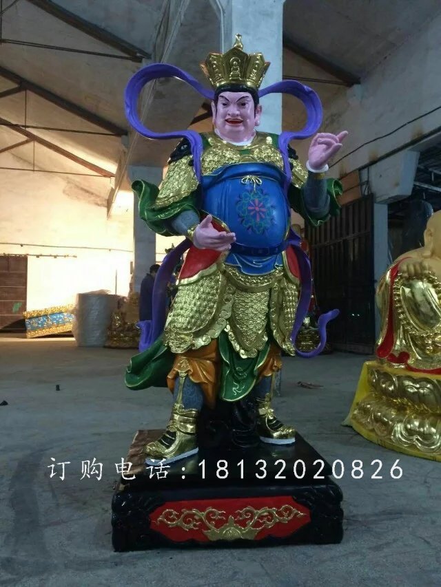 四大天王雕塑，玻璃鋼彩繪雕塑 (3)