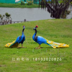 藍(lán)孔雀雕塑，玻璃鋼仿真孔雀雕塑