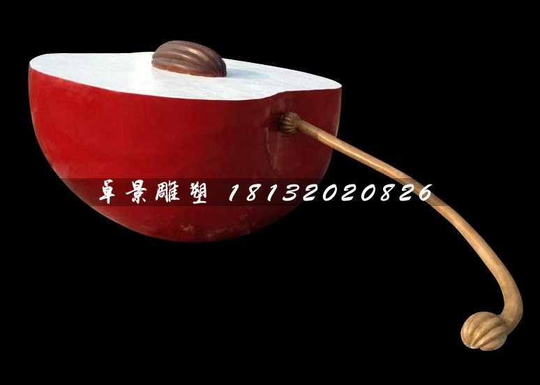 玻璃鋼半塊蘋果雕塑，公園景觀雕塑 (2)