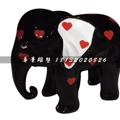 玻璃鋼彩繪大象，彩繪玻璃鋼雕塑