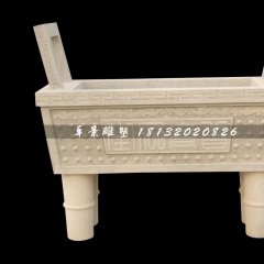 大理石香爐，四足香爐雕塑