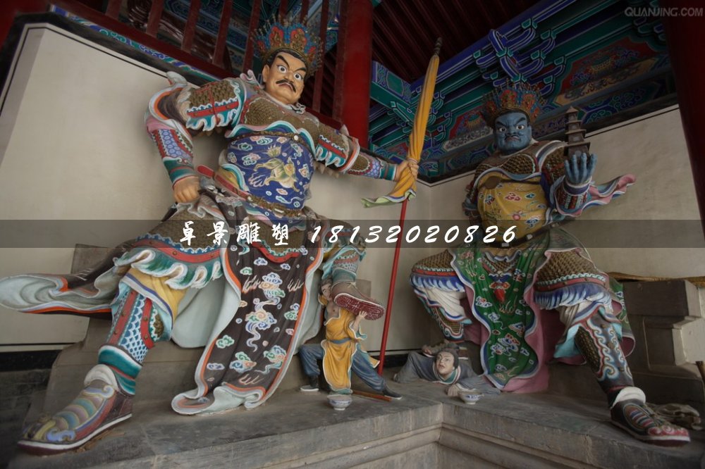 四大天王雕塑，玻璃鋼彩繪四大天王 (2)