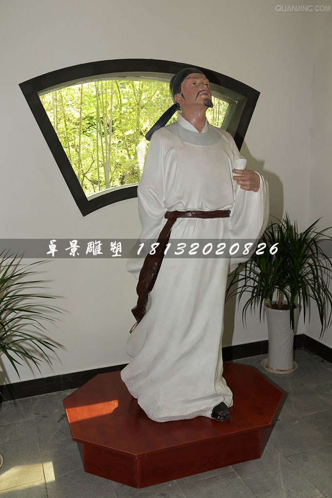 詩仙李白雕塑，玻璃鋼人物雕塑