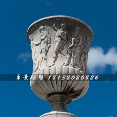 石雕花缽，大理石花盆
