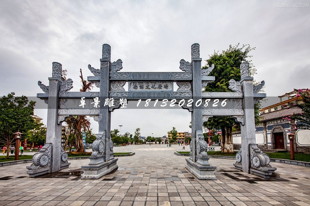 廣場石牌坊，三門石牌坊雕塑 (1)