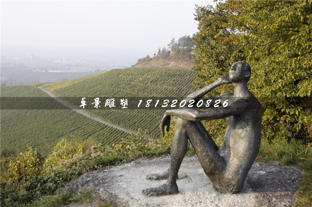 思考銅雕，抽象人物銅雕 (1)