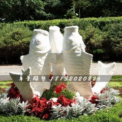 公園石雕魚，噴水魚石雕