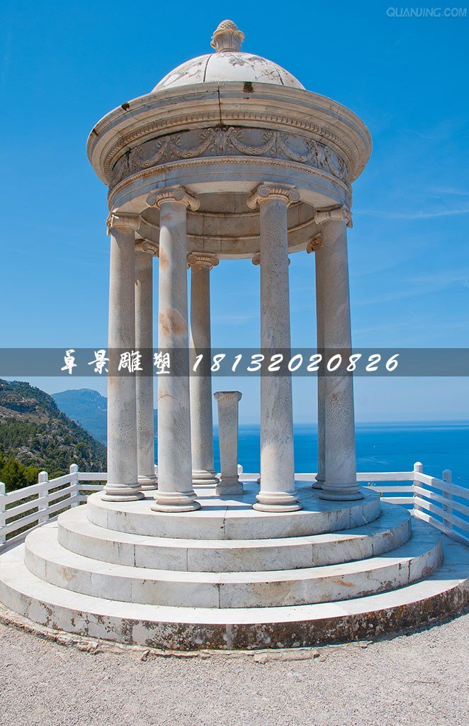 歐式圓頂涼亭石雕，公園石涼亭