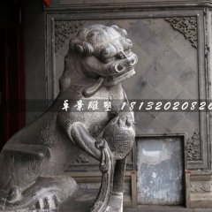 青石獅子雕塑，戲球獅石雕