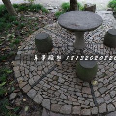 青石圓桌圓凳，公園桌椅石雕