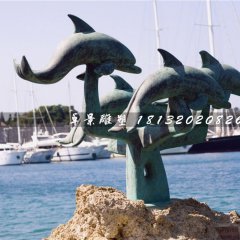青銅海豚雕塑，公園動物銅雕
