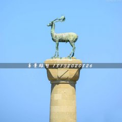 青銅鹿雕塑，廣場(chǎng)馴鹿銅雕