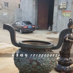 香爐雕塑，寺廟三足銅香爐