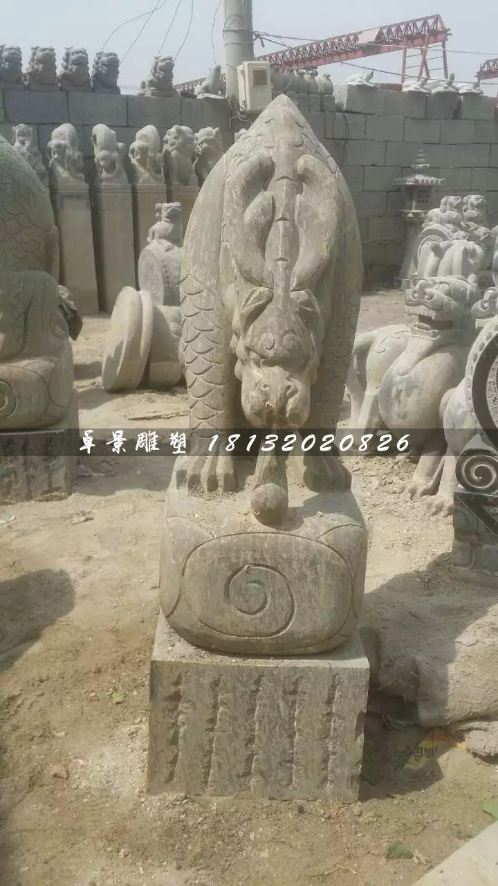 大理石負(fù)屃雕塑，神獸石雕 (2)