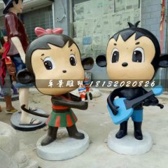 卡通小猴子雕塑，玻璃鋼商場雕塑