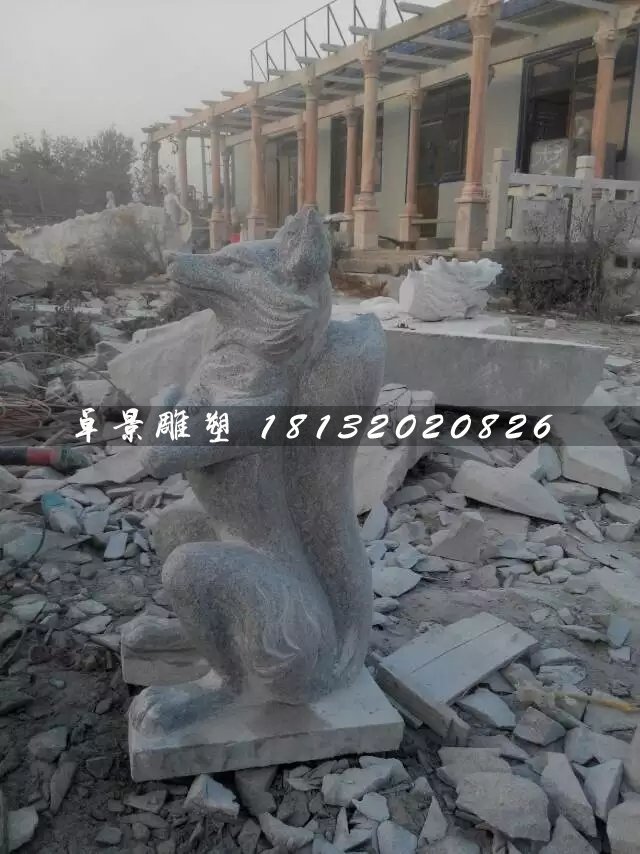 狐貍石雕，大理石動(dòng)物雕塑 