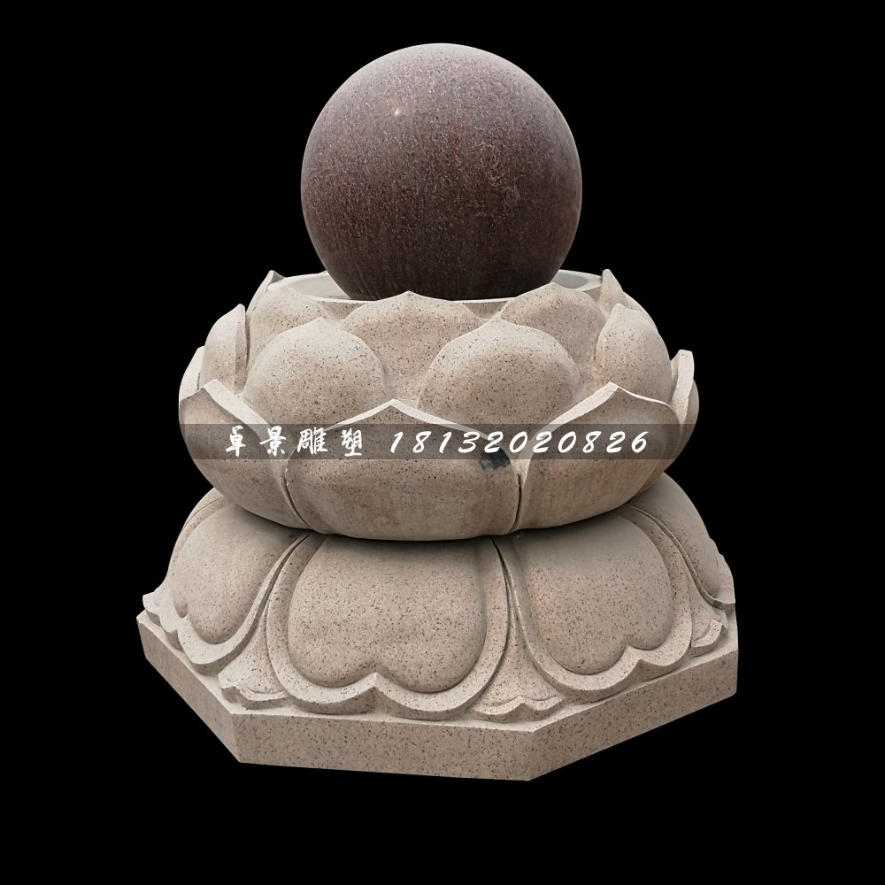 風水球石雕，蓮花臺風水球