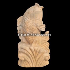 噴泉魚石雕，晚霞紅石雕魚