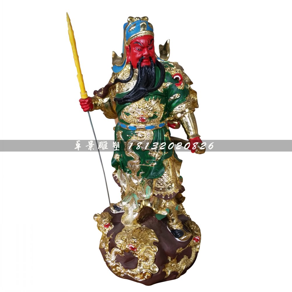 彩繪關(guān)公，玻璃鋼武財神雕塑