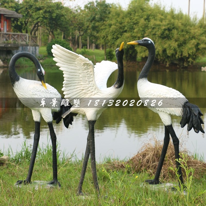 仿真動物雕塑，玻璃鋼仙鶴雕塑