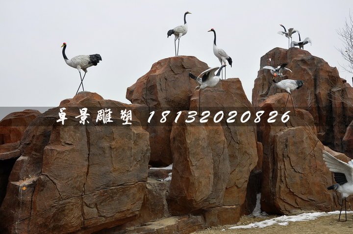 仿真仙鶴雕塑，玻璃鋼動物雕塑