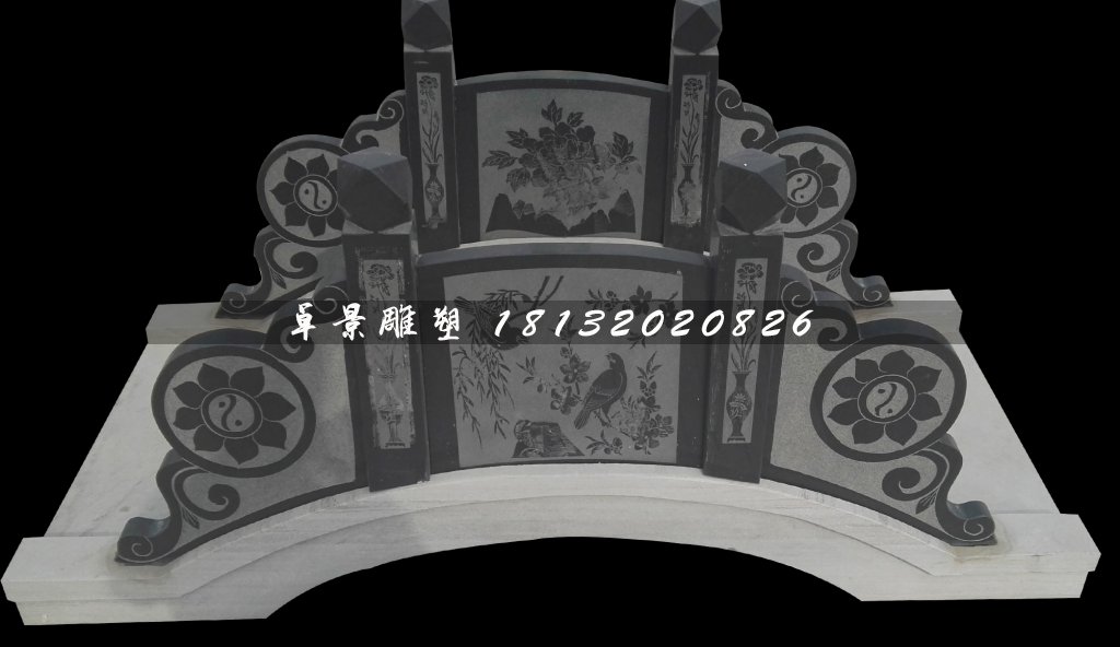 喜鵲登梅石浮雕橋，青石拱橋雕塑 (3)