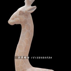 晚霞紅長頸鹿石雕，公園動物石雕