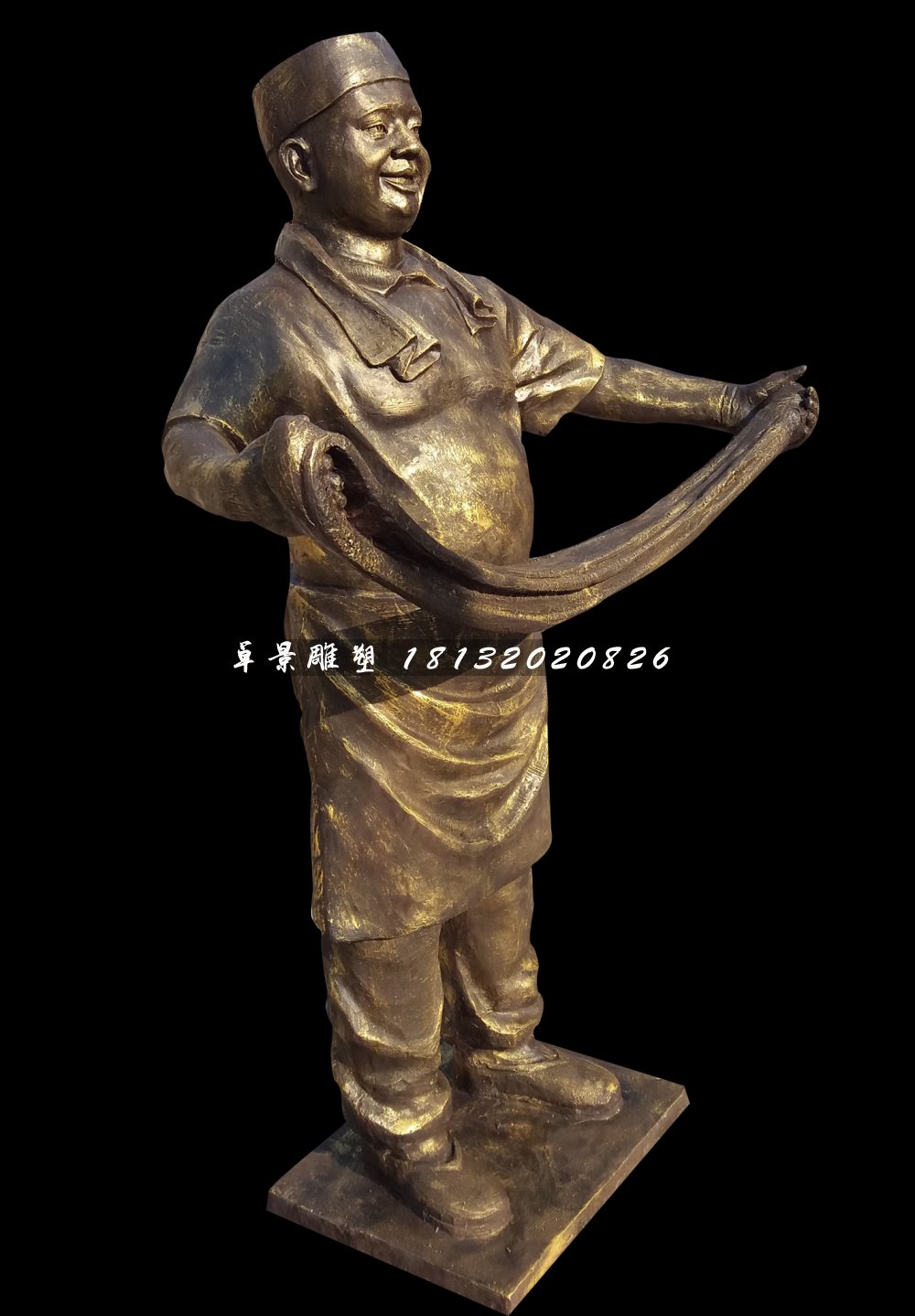 拉面雕塑，玻璃鋼仿銅人物雕塑 (1)
