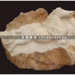 石雕馬，漢白玉浮雕馬