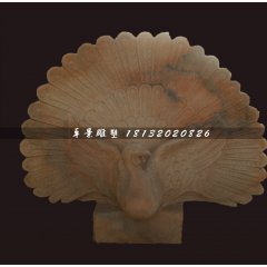 孔雀開屏石雕，晚霞紅動物石雕
