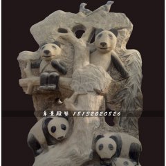 大熊貓石雕，公園動(dòng)物石雕