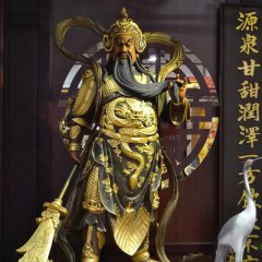 武財(cái)神雕塑，玻璃鋼立式關(guān)公雕塑