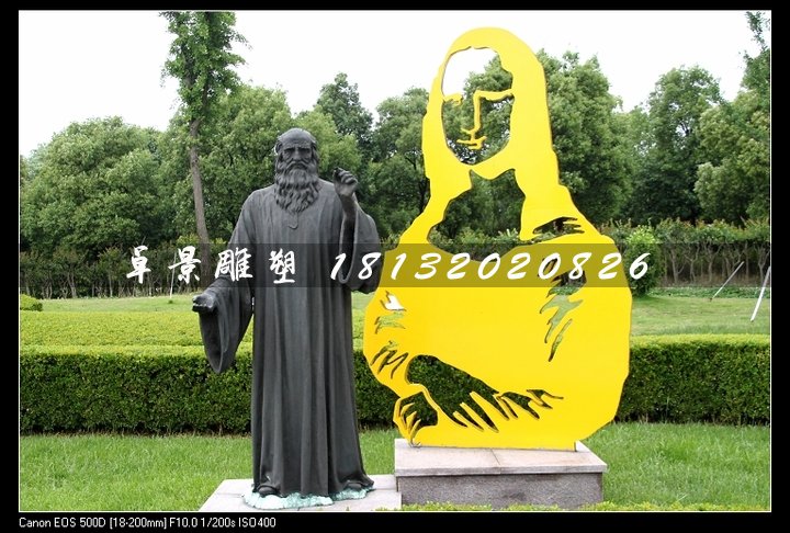 達芬奇銅雕，公園名人銅雕