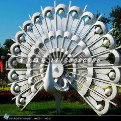 孔雀雕塑，不銹鋼抽象孔雀