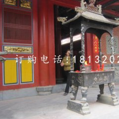 銅雕香爐，寺廟方形香爐銅雕