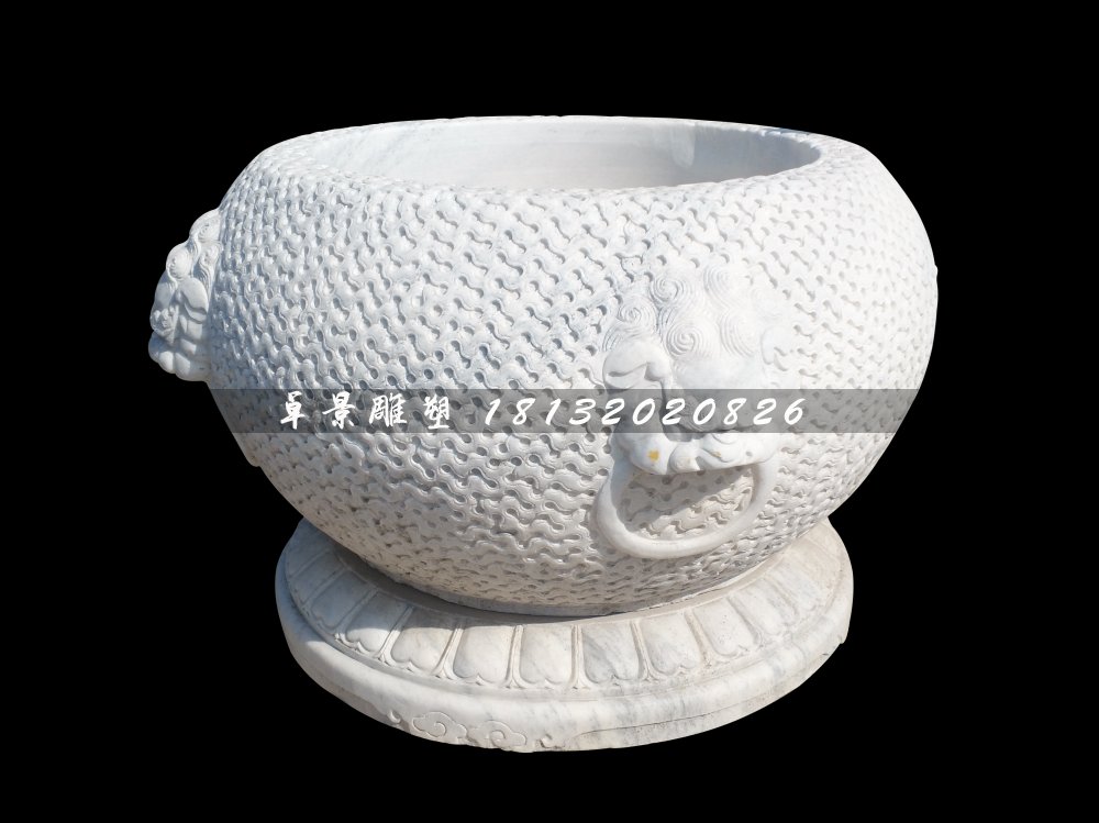 水缸石雕，大理石水缸