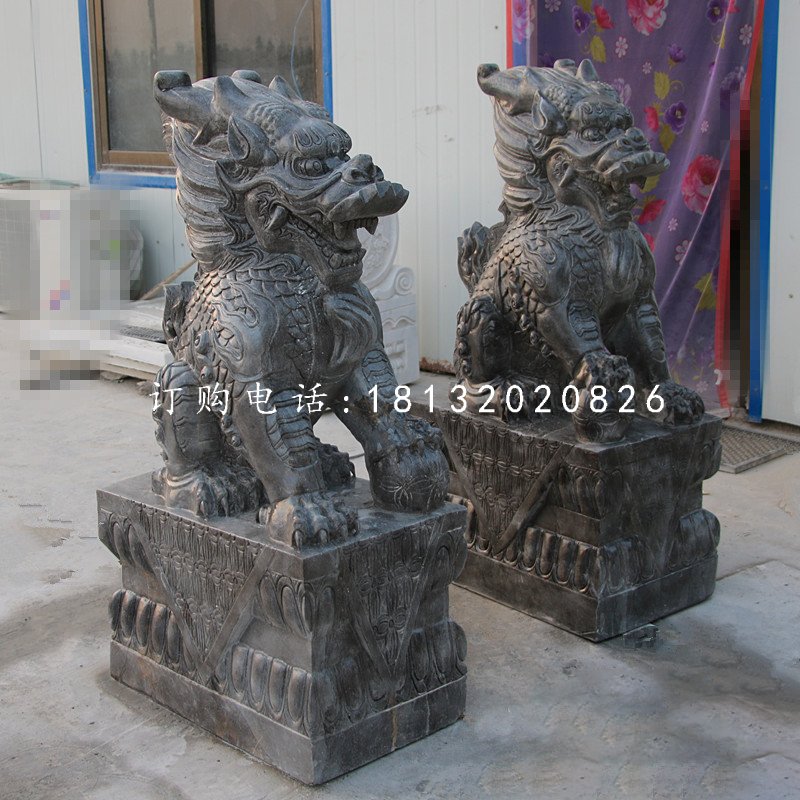 墨玉麒麟石雕，神獸石雕