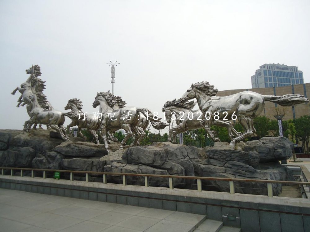 奔騰的馬雕塑，不銹鋼馬雕塑 (2)