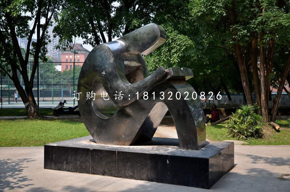 不銹鋼讀書(shū)雕塑，校園抽象人物雕塑