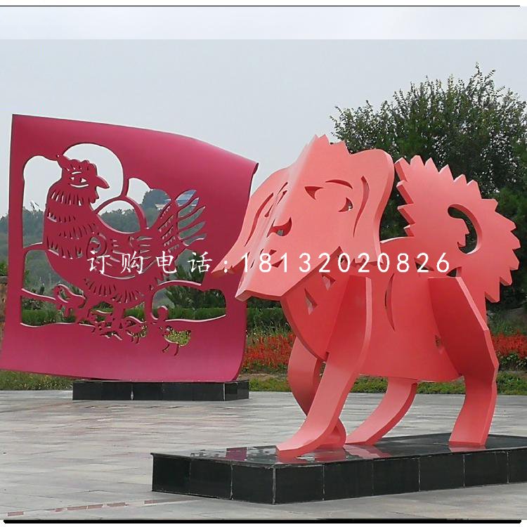 不銹鋼十二生肖，抽象動(dòng)物雕塑 (4)