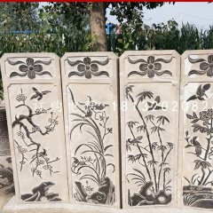 梅蘭竹菊石浮雕，屏風石雕