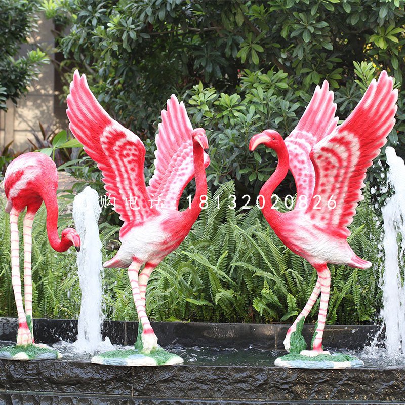 火烈鳥雕塑，玻璃鋼動物雕塑