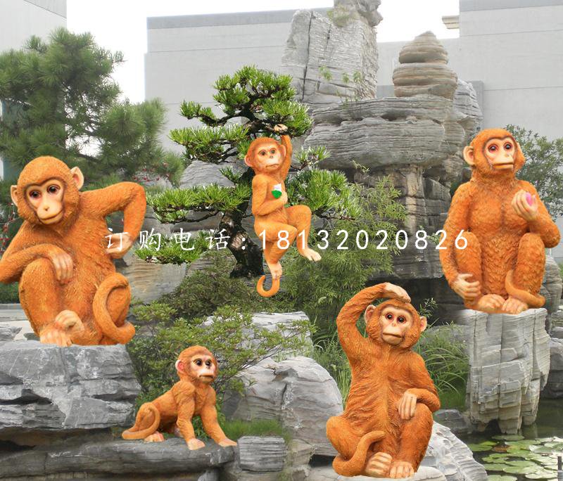小猴子雕塑，玻璃鋼動物