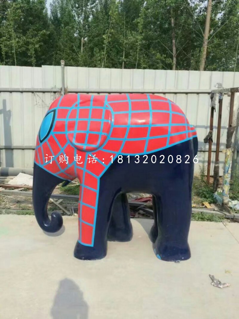 玻璃鋼彩繪大象，商場美陳雕塑 (2)1