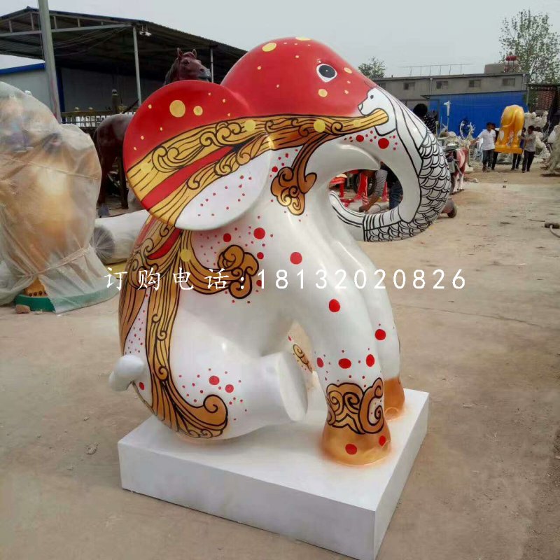 彩繪小象雕塑，商場(chǎng)景觀雕塑 (5)